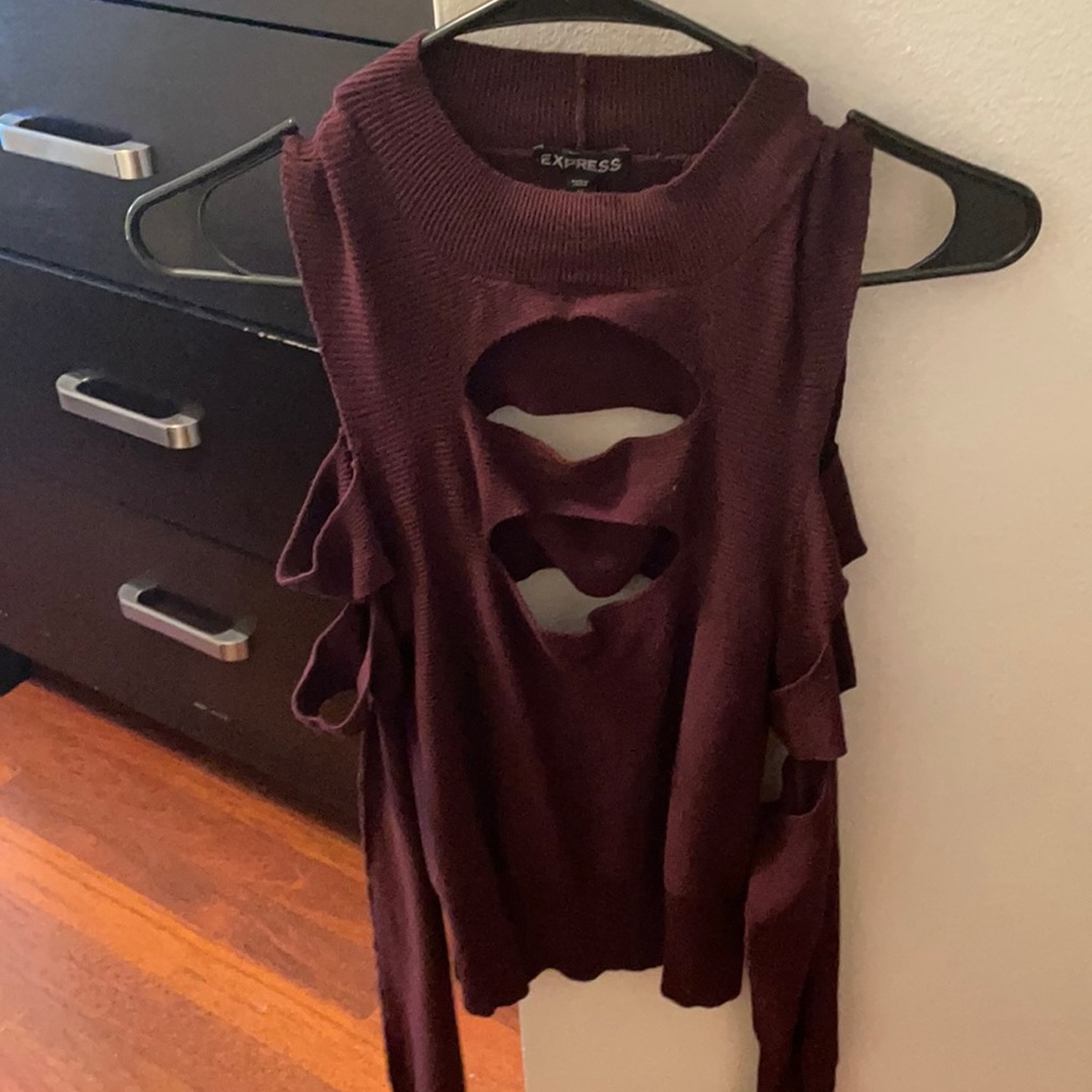 Burgundy Cut Out Sweater